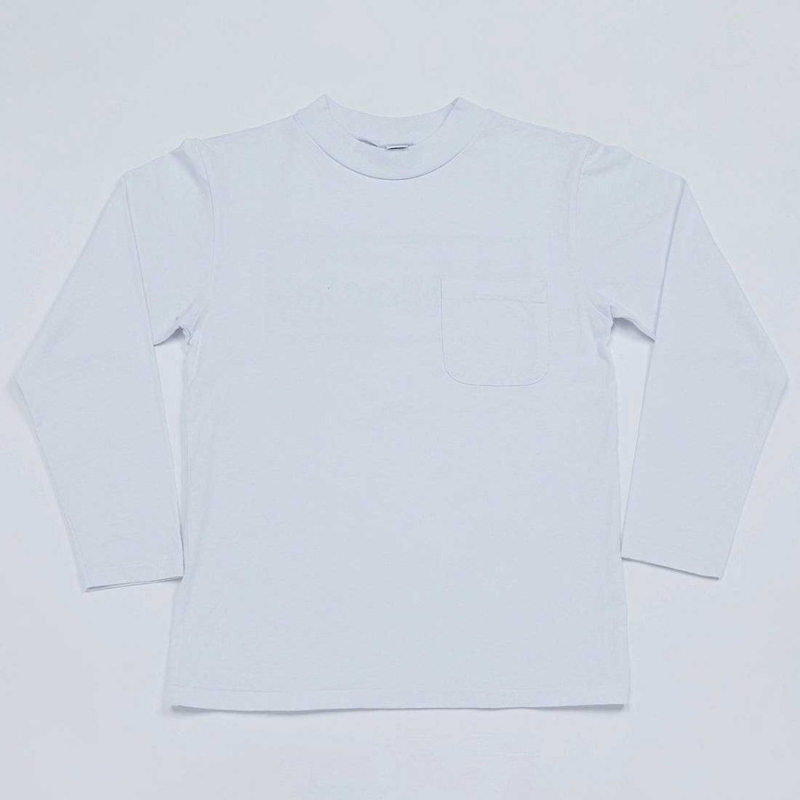 Clothing Yellow Rat | Mock Neck Long Sleeve Tee White