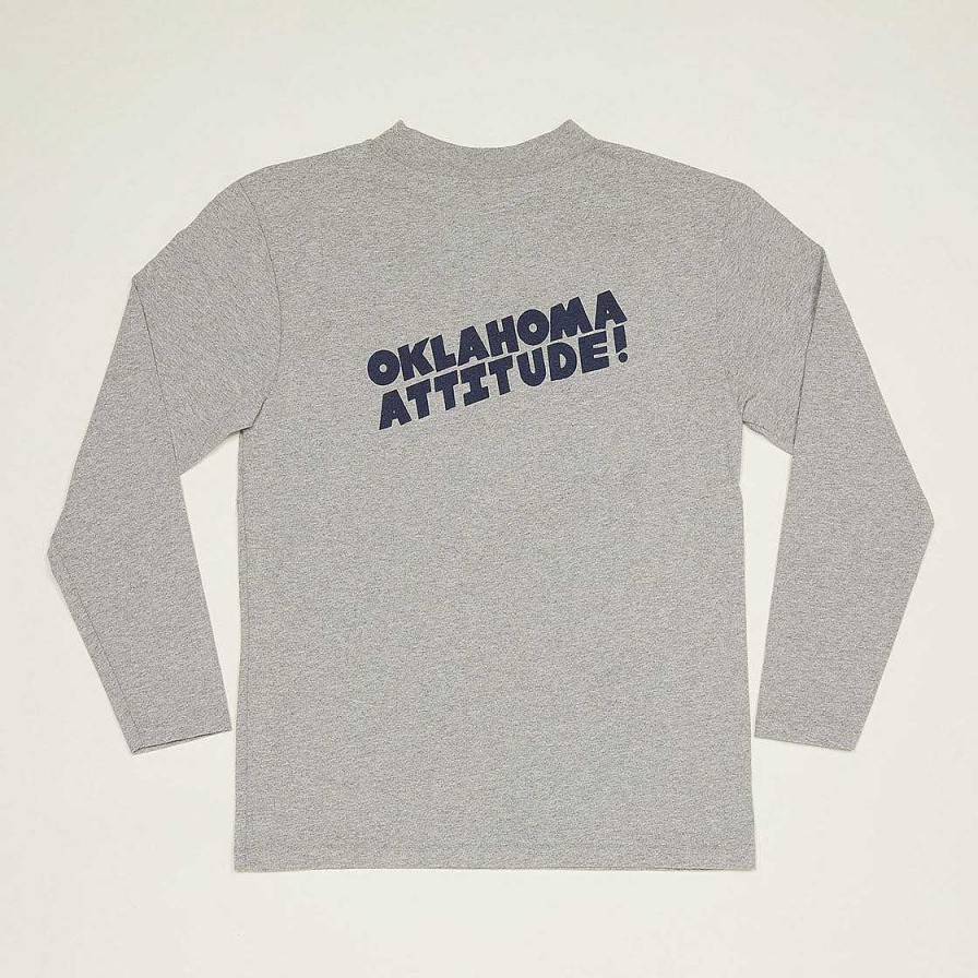 Clothing Yellow Rat | Oaklahoma Attitude Mock Neck Long Sleeve T-Shirt Heather Gray