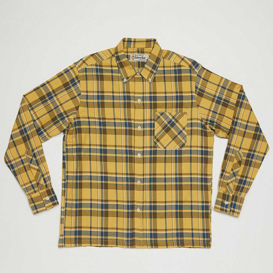 Clothing Yellow Rat | Convertible Collar Button-Down Shirt Yellow X Navy